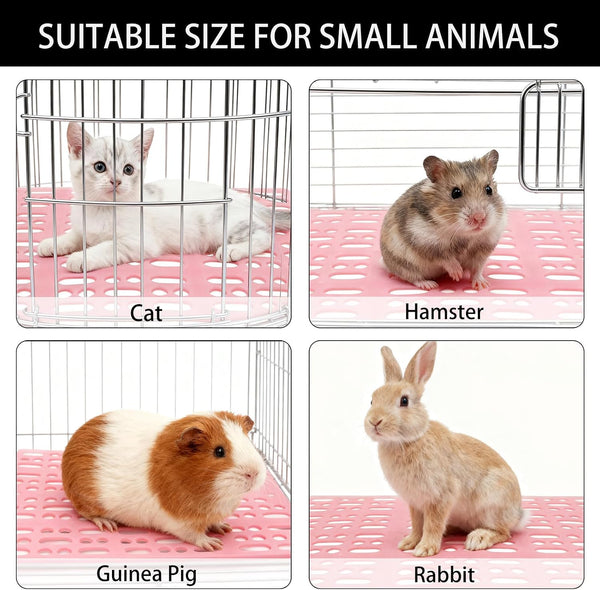 18 Pack Plastic Rabbit Cage Mat, Bunny Resting Mats for Cage with Snap Joint, Breathable Small Animal Feet Pads for Guinea Pigs, Chinchilla, Pet - White, Blue, Pink6