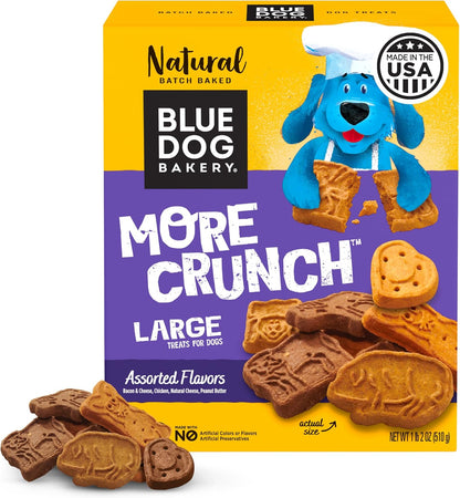 Blue Dog Bakery Natural Dog Treats, More Crunch Large, Assorted Flavors, 18Oz Box, 1 Box1