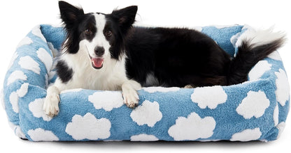 JOEJOY Dog Bed Medium Size Dog, Removable Washable Cover Orthopedic Soft Pet Bed, Anti-Slip Fluffy Plush Faux Rabbit Fur Puppy Bed, 30"X24"X8", Leopard Print, Grey29