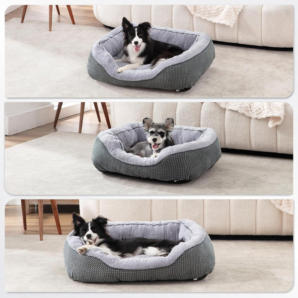 INVENHO Medium Dog Beds for Medium Dogs Washable, Rectangle Dog Bed Medium Size Dog, Orthopedic Dog Bed, Warming Soft Calming Sleeping Puppy Bed Durable Pet Bed with Anti-Slip Bottom M(30"X24"X9")8