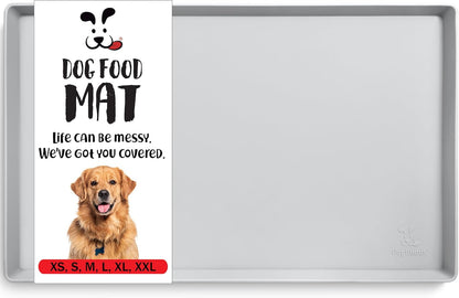 Dogbuddy Dog Food Mat – Waterproof Dog Bowl Mat for Food and Water, Silicone Pet Feeding Mats for Floors, Non-Slip Placemat with High Edges for Dogs Bowls, Puppy Essentials (L: 24" X 16", Shadow)11