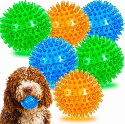 LECHONG 4-Pack Large Squeaky Dog Balls, 4.5" Rubber Spiky Dog Balls for Large Medium Aggressive Chewers Teeth Cleaning, Chew Toy for Training & Boredom Buster9