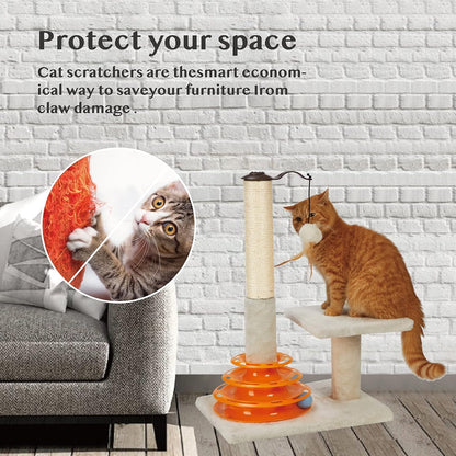 PEEKAB Cat Scratching Post Kitten Sisal Scratcher Tree with Tracks Toy Balls for Indoor Cats and Kittens - 25 Inches3