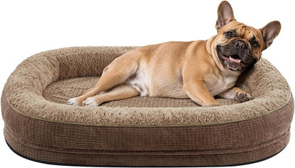 JOEJOY Orthopedic Dog Beds Large Sized Dog, XL Egg-Crate Memory Foam Pet Couch Bed with Bolster Sides, Waterproof Lining, Removable Washable Cover & Non-Slip Bottom, Grey24