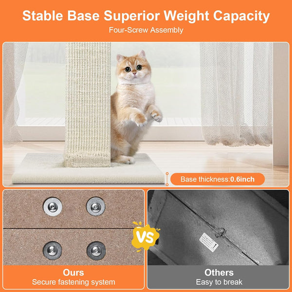 SOCATER Cat Scratching Post 33 Inch Nature Sisal Cat Scratch Post for Indoor Cats, Large Cat Scratcher Protect Your Furniture, for All Breeds5