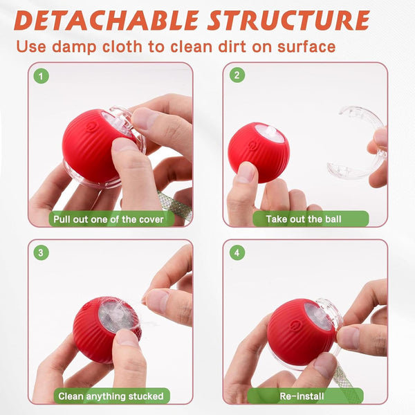 2 Packs Speed 2.0 Tail Interactive Cat Toys for Indoor Cats, Chirping & Motion Activate Cat Toy, Smart Kitten Rolling Ball Moving Ball Toys, Rechargeable Dog Cats Bal L for Enrichment Exercise5