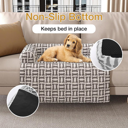 Orthopedic Dog Bed Mat for Large Dogs, Washable Sofa Protector Pet Bed with 3-Sided Bolster, Shredded Memory Foam & Plush Support, Non-Slip Bottom for Medium & Small Dogs (Grey)6
