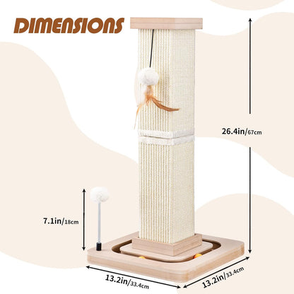 LIFLIX 27" Cat Scratching Post, Sisal Cat Scratcher with Interactive Track Balls and Hanging Balls, Vertical Scratching Posts for Indoor Cats and Kittens2