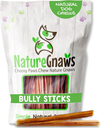 Nature Gnaws Extra Thin Bully Sticks for Small Dogs 5-6" (10 Count) - Long Lasting for Light Chewers and Puppies - Natural Beef Dog Chew Bones9