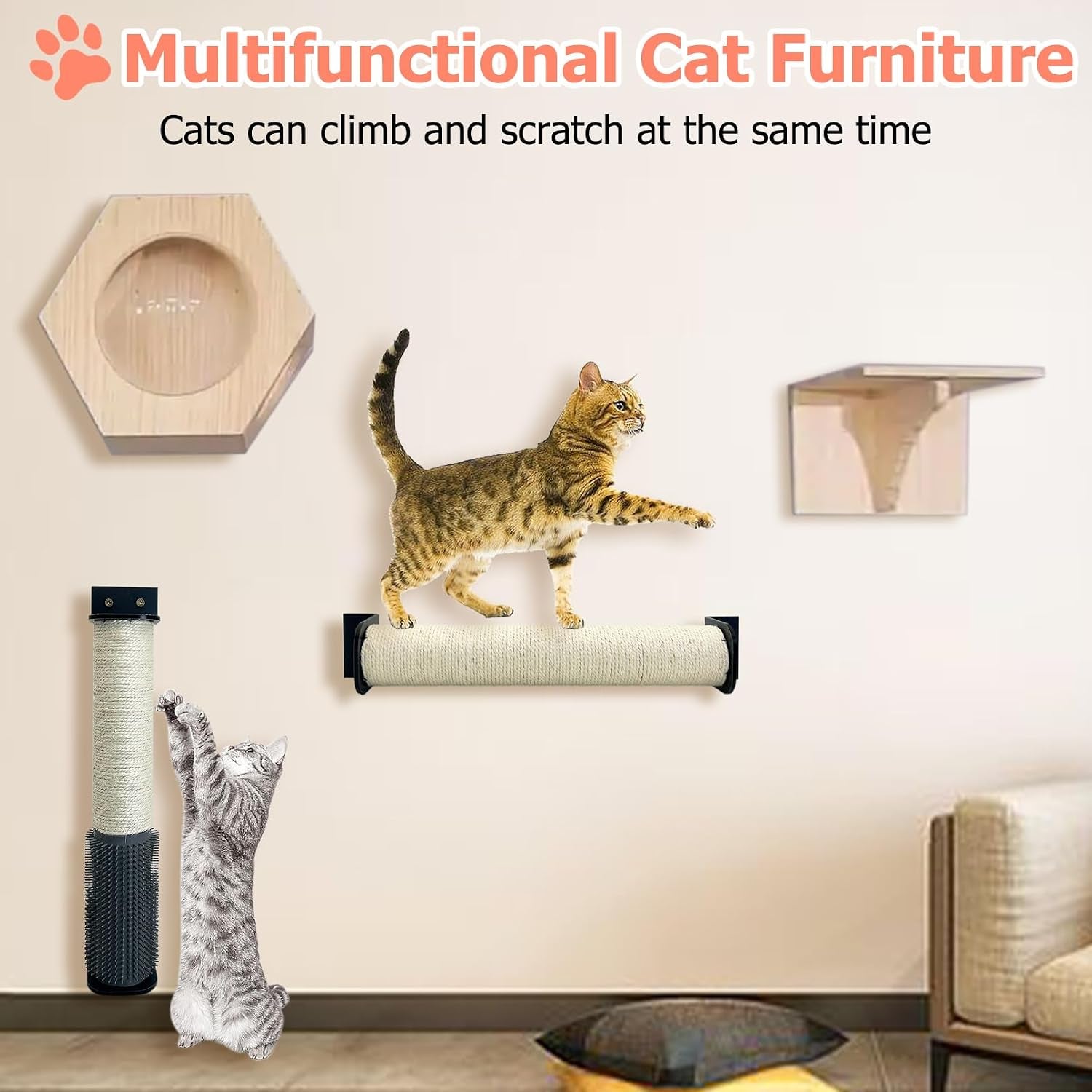 cat-scratching-post-wall-mounted-2-pack-cage-mount-cat-scratcher-2-in-1-natural-sisal-kitty-scratch-posts-with-self-groomer-massager-for-scratch-and-climbing-15-7x2-7in-white
