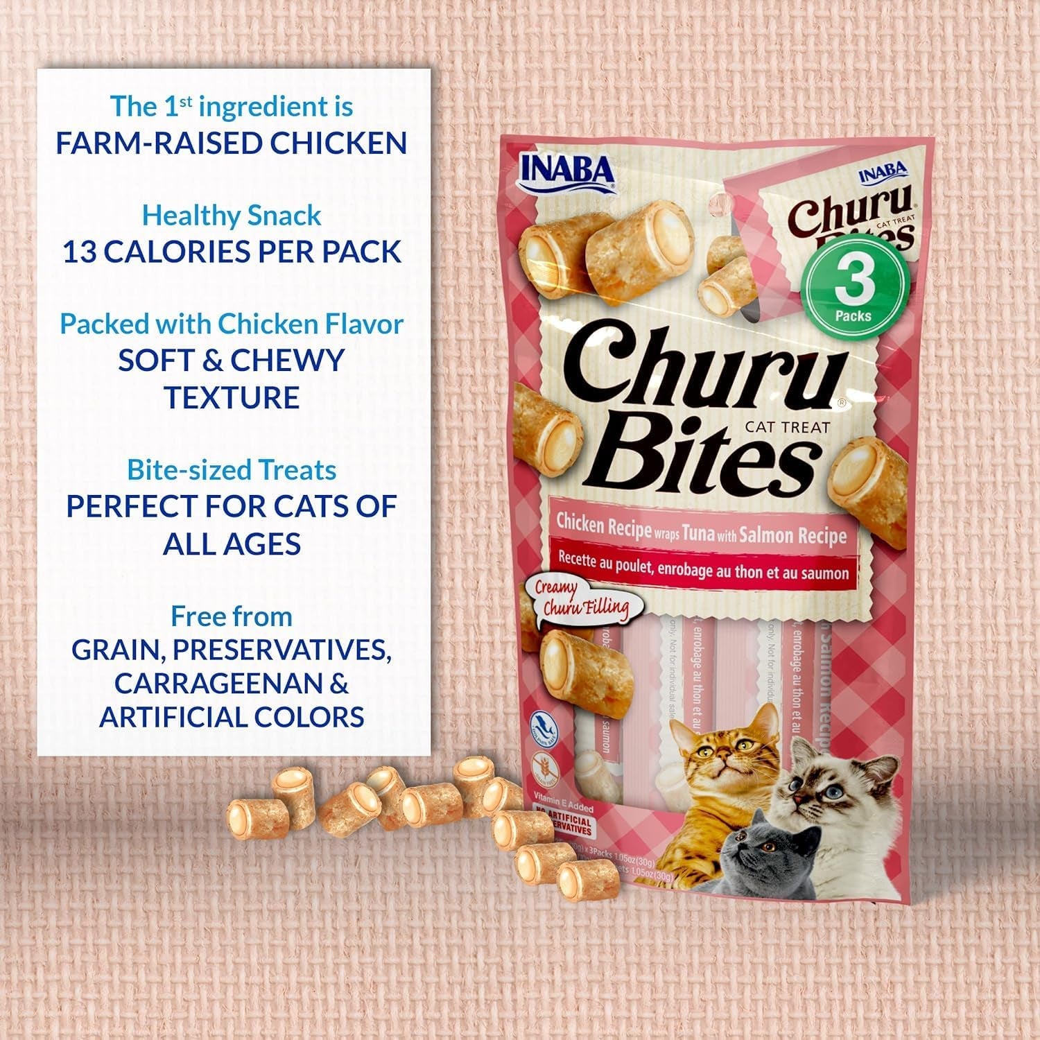 inaba-churu-bites-for-cats-soft-baked-chicken-churu-filled-cat-treats-with-green-tea-extract-0-35-ounces-each-tube-12-tubes-total-4-flavor-variety