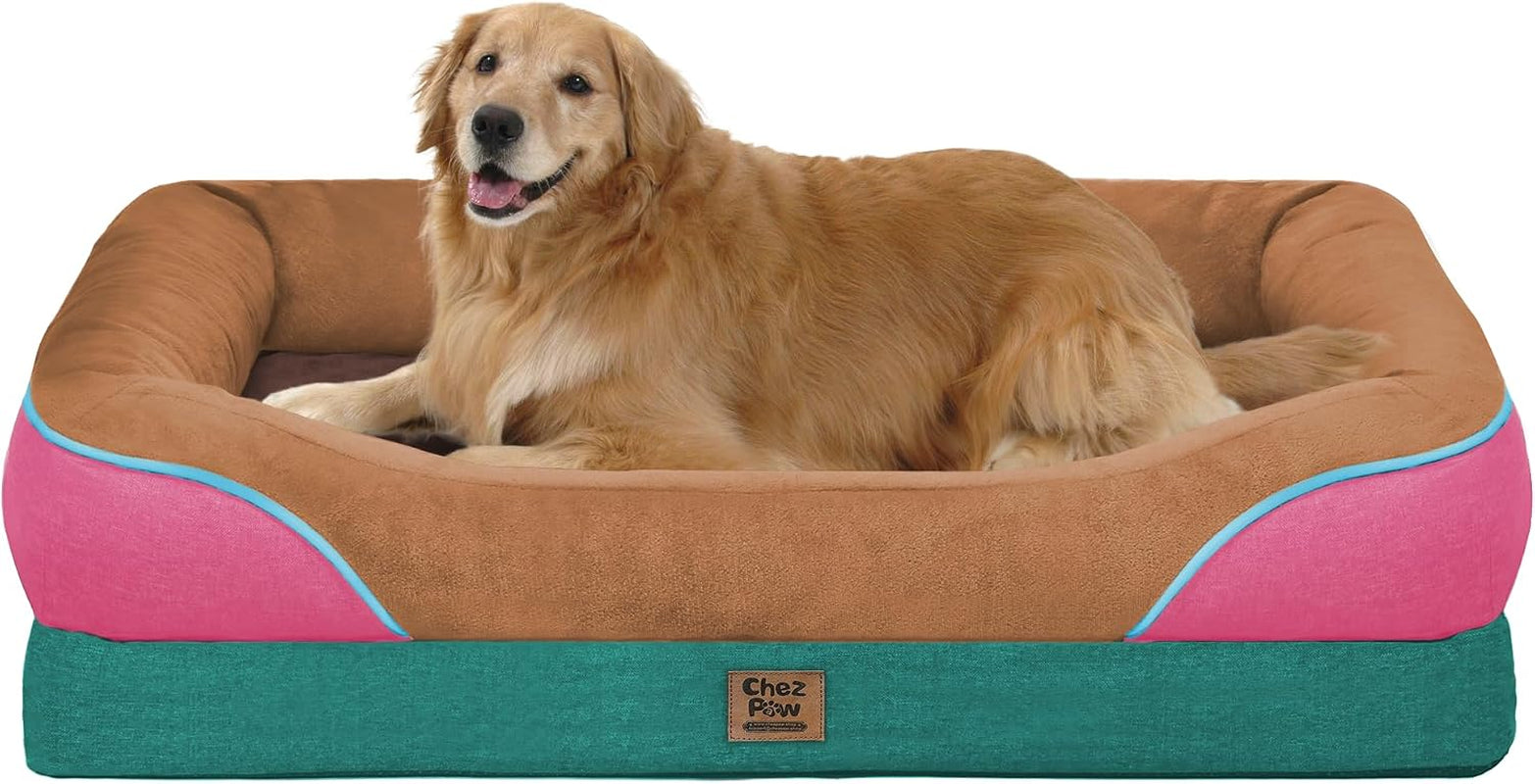 chez-paw-waterproof-orthopedic-xl-dog-bed-for-large-and-extra-large-dogs-egg-crate-foam-4-sided-bolster-support-waterproof-liner-non-slip-bottom-machine-washable-cover-42-x-30-inch