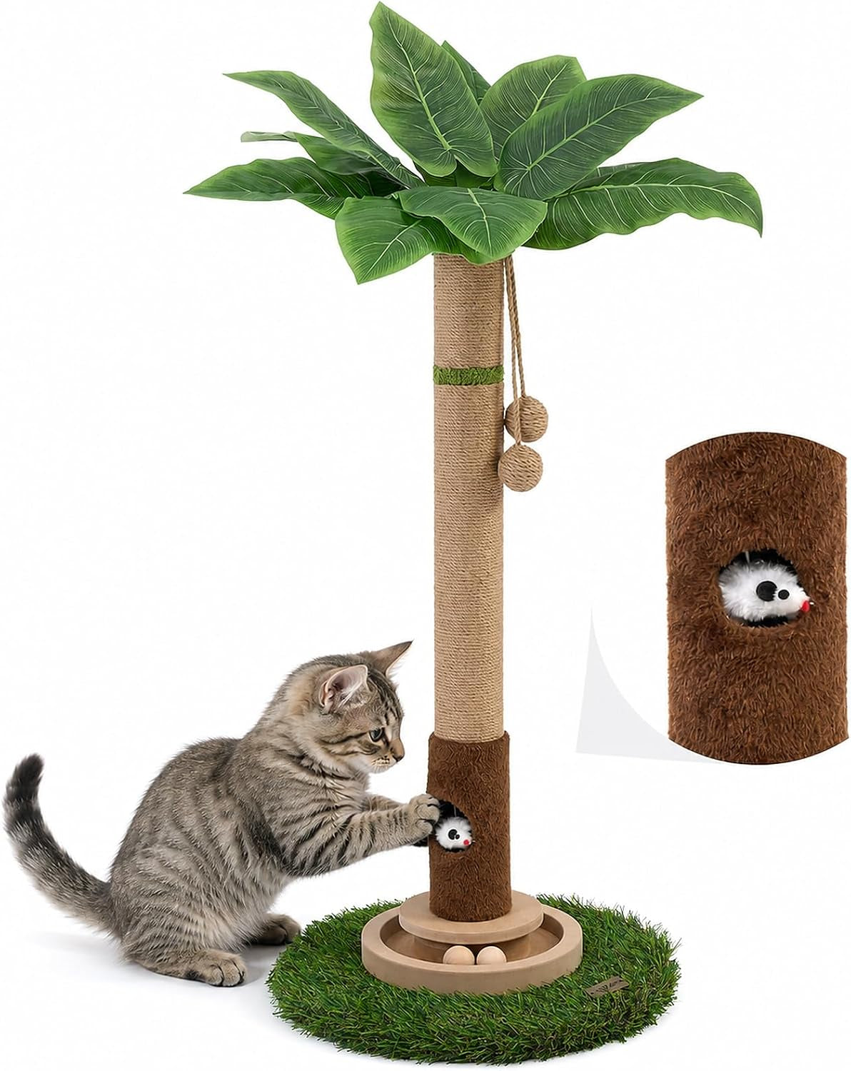 woochpet-tall-cat-scratching-post-cat-toys-cat-scratcher-tree-for-large-cat-heavy-duty-protect-sofa-modern-boho-cat-ball-track-cat-tree-for-indoor-cats