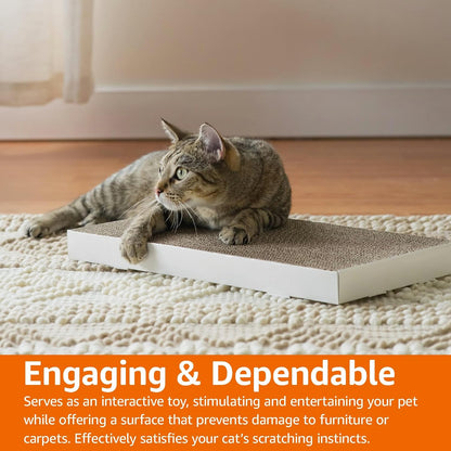 Amazon Basics Corrugated Cardboard Cat Scratcher, Scratching Board, Reversible, 17.4" X 10", White, 4-Pack6