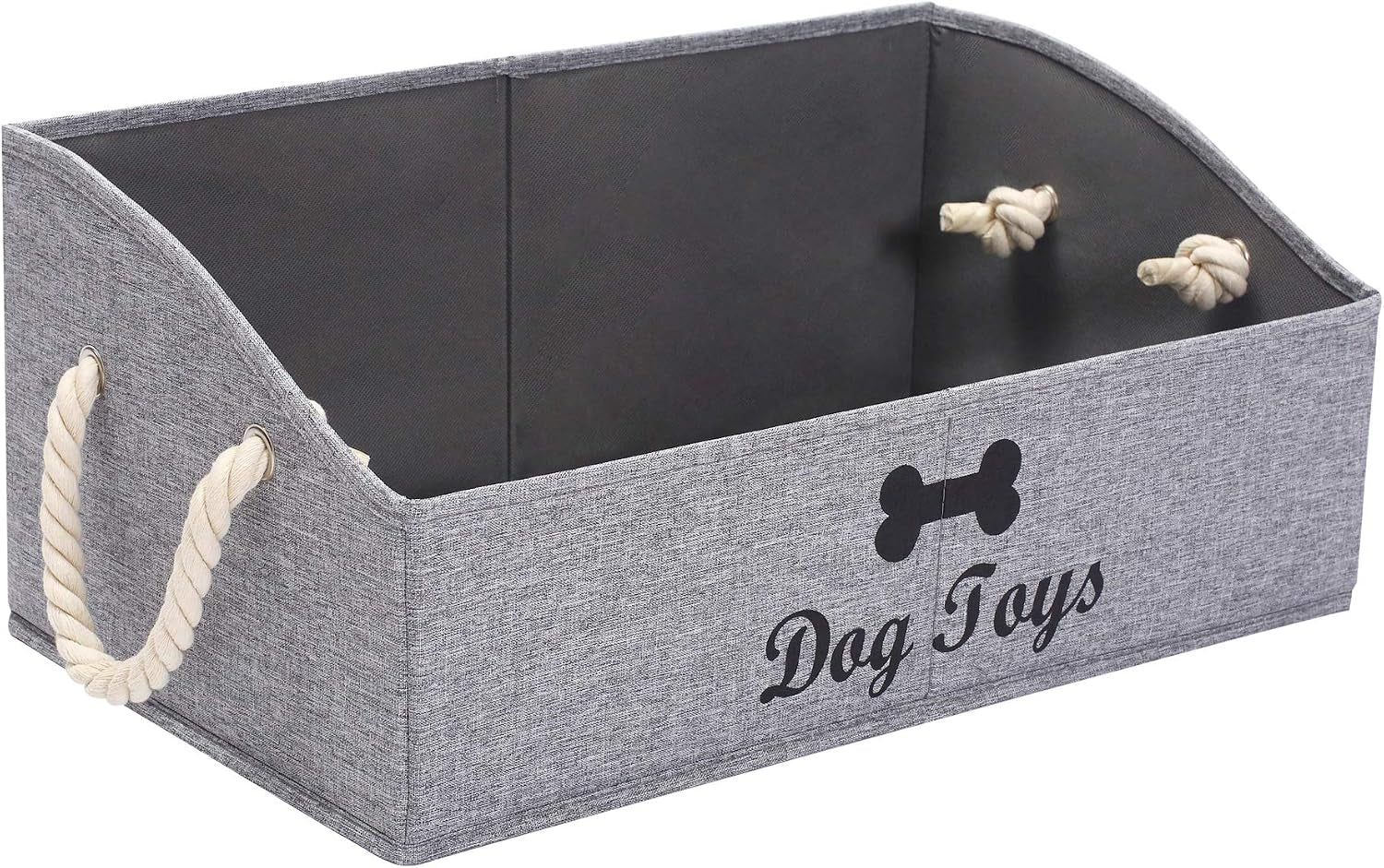 morezi-large-dog-toy-bin-puppy-shallow-toy-basket-dog-toy-storage-perfect-for-living-room-playroom-closet-home-organization-grey-canvas