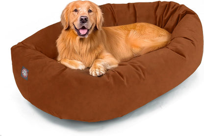 Majestic Pet 32 Inch Suede Calming Dog Bed Washable – Cozy Soft round Dog Bed with Spine Support for Dogs to Rest Their Head - Fluffy Donut Dog Bed 32X23X7 (Inch) - round Pet Bed Medium – Sage22