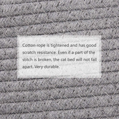 Cat Bed Basket Nest round Cotton Rope Woven Warm Medium,Pet Sleeping Bed House Cute Fun Scratcher Scratching Scratch Mat Pad for Puppy Small Dogs Indoor Play Eco Washable Winter Summer (Gray)4