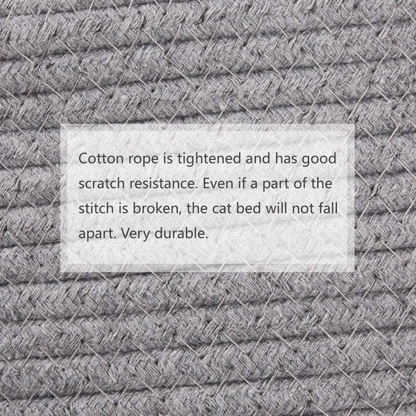 Cat Bed Basket Nest round Cotton Rope Woven Warm Medium,Pet Sleeping Bed House Cute Fun Scratcher Scratching Scratch Mat Pad for Puppy Small Dogs Indoor Play Eco Washable Winter Summer (Gray)4