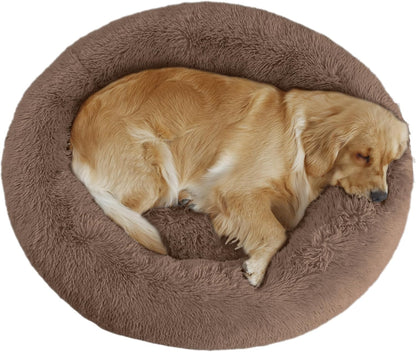 Bunlitent 39 Inch Calming Dog Bed, Donut Dog Bed for Large Sized Dog, Grey | Plush Anti-Anxiety, Donut Shape, Warming Cozy, round Cuddler Nest, Soft Cute,Marshmallow Cuddler Nest Pet Bed7