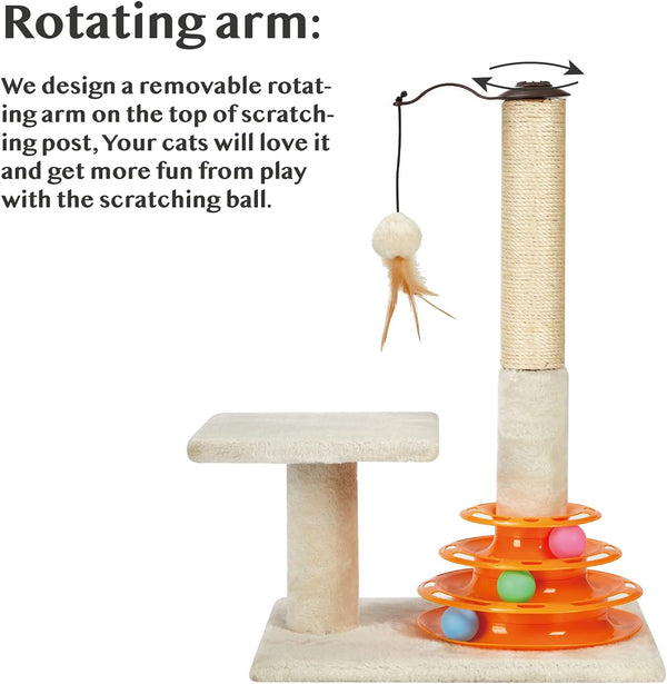 PEEKAB Cat Scratching Post Kitten Sisal Scratcher Tree with Tracks Toy Balls for Indoor Cats and Kittens - 25 Inches6