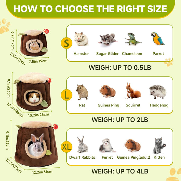 LYART Guinea Pig Hamster Bedding or Hideout for Mouse Mice Rat Ferret Bunny Fluff Bedding Bed House Cage Accessories, Dwarf Rabbits Hedgehog Bearded Dragon Warm Bedding Winter Nest Cave, Washable(2.L)4