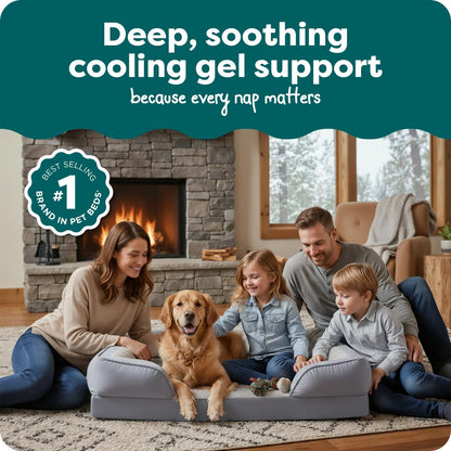 Furhaven Cooling Gel Dog Bed for Large Dogs, Perfect Comfort Sofa Bed with Cool Gel-Top Foam with a Solid Orthopedic Foam Base for Joint Support, Washable Cover, Jumbo XL, Plush & Velvet, Granite Gray2