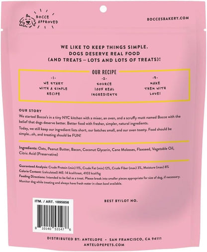 Bocce'S Bakery Bac' N Nutty Soft & Chewy Peanut Butter & Bacon Recipe Natural Dog Treats, Wheat-Free, 2 Lb (Pack of 1) | All-Natural Recipe with Real Ingredients Baked in Small Batches—Ideal Training Rewards or Everyday Snacks for Dogs2