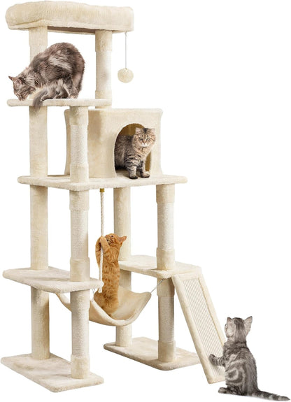 Yaheetech 54In Cat Tree Tower for Large Cats, Multi-Level Condo & Hammock | Sisal Scratching Posts, Roomy Condo Holds up to 22 Lb, a Wide 21-Inch Top Perch Fit Large Cats, Dark Gray14