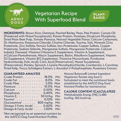 Natural Balance Limited Ingredient Adult Dry Dog Food with Vegan Plant Based Protein and Healthy Grains, Vegetarian Recipe, 24 Pound (Pack of 1)9