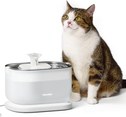 PETLIBRO Cat Water Fountain, Cat Fountain Indoor Stainless Steel Tray, 2.5L/84Oz Wireless Pump Pet Water Fountain, Cat Water Dispenser with Two Flow Modes, Pet Fountain for Drinking Easy Clean1