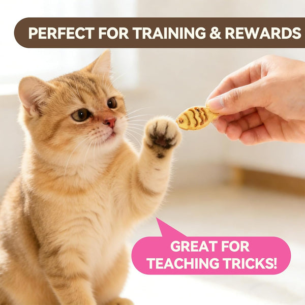 Catnip Cat Treats, Chicken & Salmon Flavor, Crunchy Bites, 16 Oz | Catnip-Infused Fish-Shaped Biscuits with Chicken and Salmon Flavors, Made for Training, Rewarding, and Everyday Bonding7