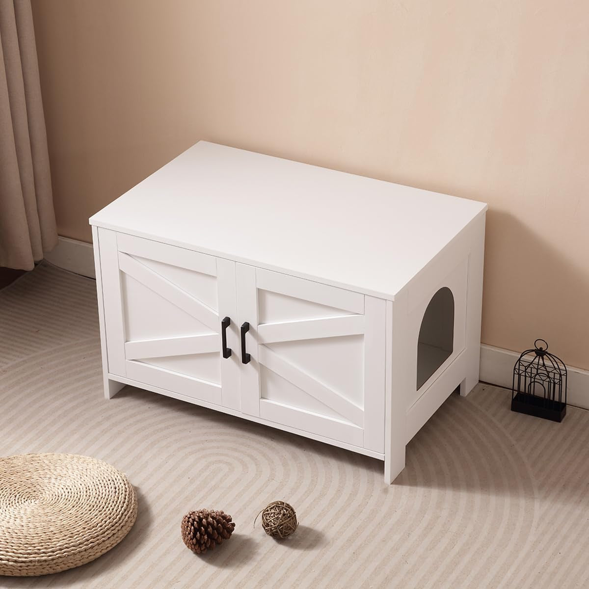 cat-litter-box-enclosure-with-barn-door-wooden-cat-washroom-furniture-litter-box-furniture-hidden-end-side-table-pet-house-multi-functional-double-cabinet-doors-for-bedroom-living-white