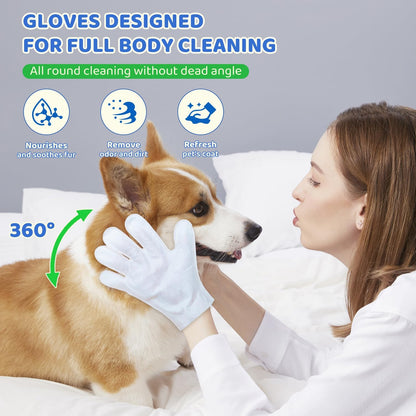 VOISEN 48 Pcs Pet Glove Wipes for Dogs, Pet Cleaning Gloves | Cleaning & Deodorizing Bathing Grooming Wipes,Unscented Thick Nourish Fur Glove Wipes for Pet Cleaning,Daily Care and Travel5