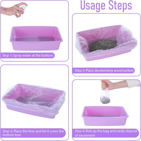 50 PCS Disposable Plastic Cage Liners, Small Animals Leak Proof Toilet Film Litter Pan Bags Film Litter Box Liner for Rabbits, Guinea Pigs, Chinchillas, Hedgehogs, Birds4