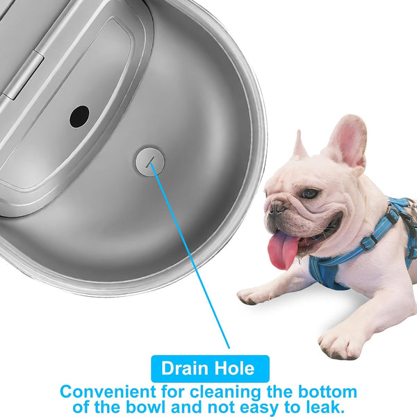 Automatic Pet Water Bowl with Float Valve, 304 Stainless Steel, Includes Bowl, Valve, 40" Hose, Adapters, Bolts, Wrench, Fits 1/2" & 3/4" Faucets, for Dogs/Livestock, Drain Hole4
