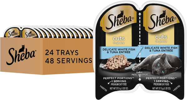 Sheba Perfect Portions Cuts Wet Cat Food, Sustainable Salmon, 2.6 Oz, 24 Ct | Grain-Free, Sustainable Salmon, 48 Servings, No Fillers or Artificial Flavors, Essential Vitamins & Minerals, Twin-Pack Trays11