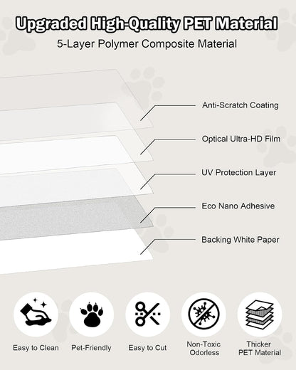 Cat Scratch Furniture Protector Couch - 1 Roll Clear PET 7.9 X 196.8 Inch | Protects Couch from Cat Claws, Strong Adhesion, Grid Backing, 1 Scraper, 30 Twist Pins, for Sofa, Armchair, Door, Wall, Bed7