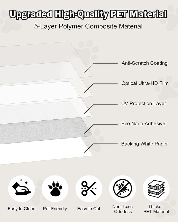 Cat Scratch Furniture Protector Couch - 1 Roll Clear PET 7.9 X 196.8 Inch | Protects Couch from Cat Claws, Strong Adhesion, Grid Backing, 1 Scraper, 30 Twist Pins, for Sofa, Armchair, Door, Wall, Bed7