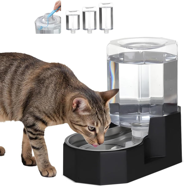 Sfozstra 5L Cat Gravity Water Bowl Dispenser: Stainless Steel Bowl | No Power Needed / No Filter Required / Spill Proof Design / Easy Cleaning / Cats & Small Dogs / Home Crate Area & Travel1