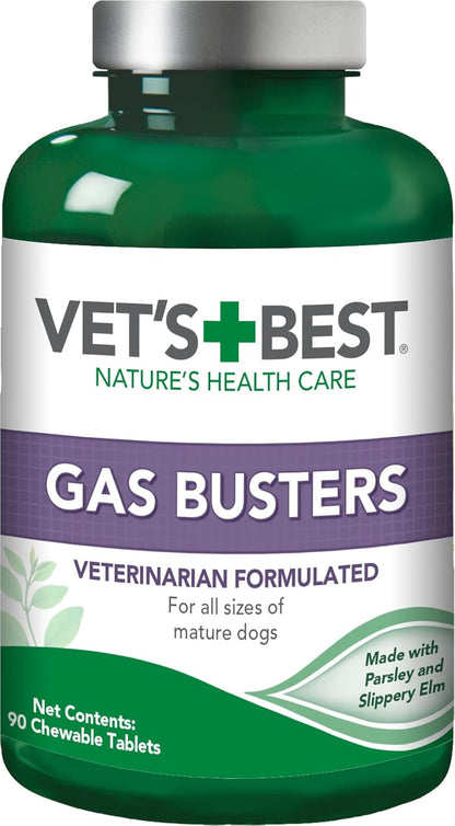 Vet'S Best Gas Busters Digestive Support Tablets for Dogs, 90 Count | Helps Relieve Gas, Bloating & Constipation, Supports Healthy Digestion, Chewable Daily Digestive Aid for Dogs1