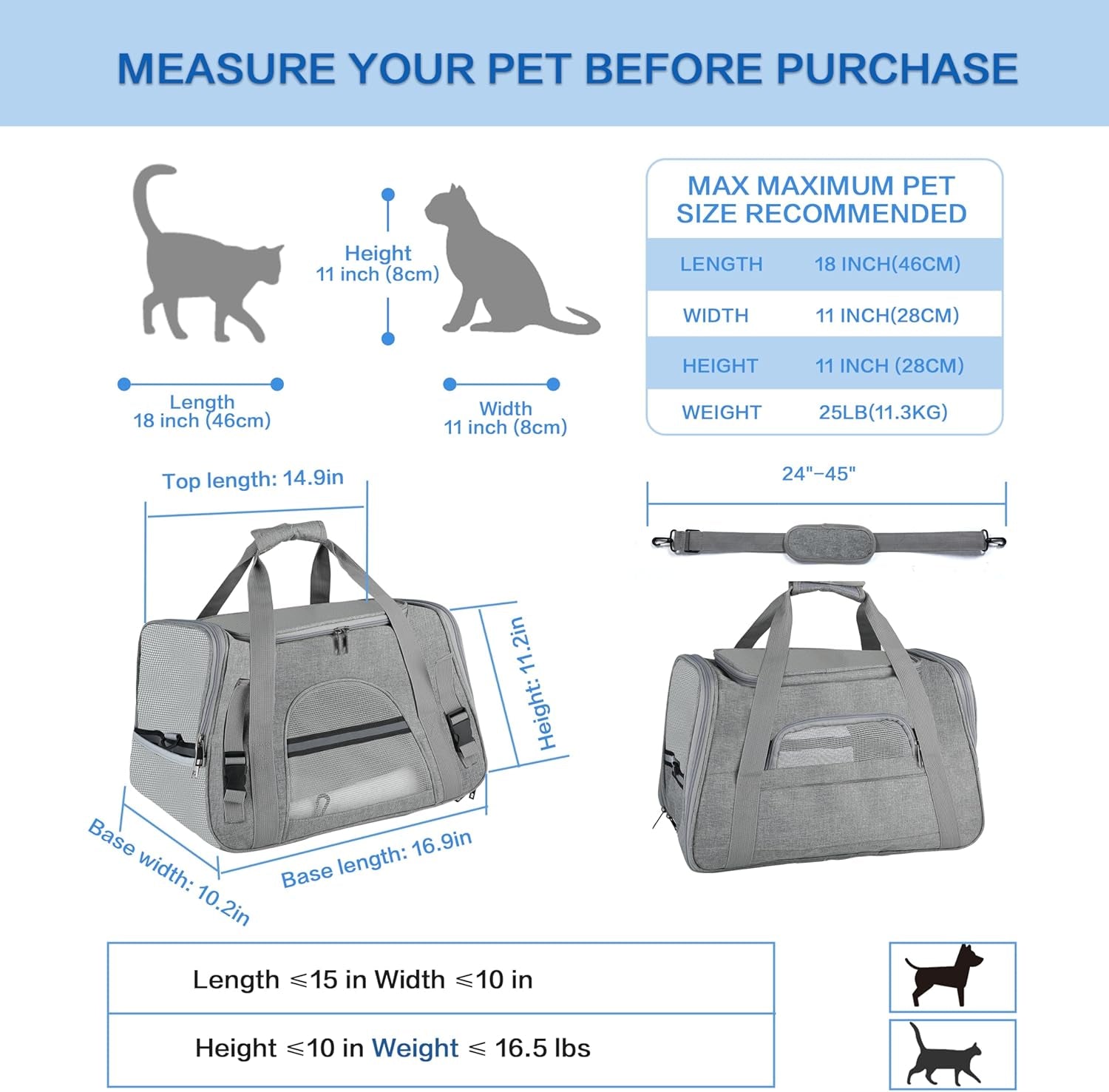 fluffydream-pet-travel-carrier-soft-sided-portable-bag-for-cats-small-dogs-kittens-or-puppies-collapsible-durable-airline-approved-travel-friendly-grey-17-0-l-x-10-0-w-x-11-0-h-grey