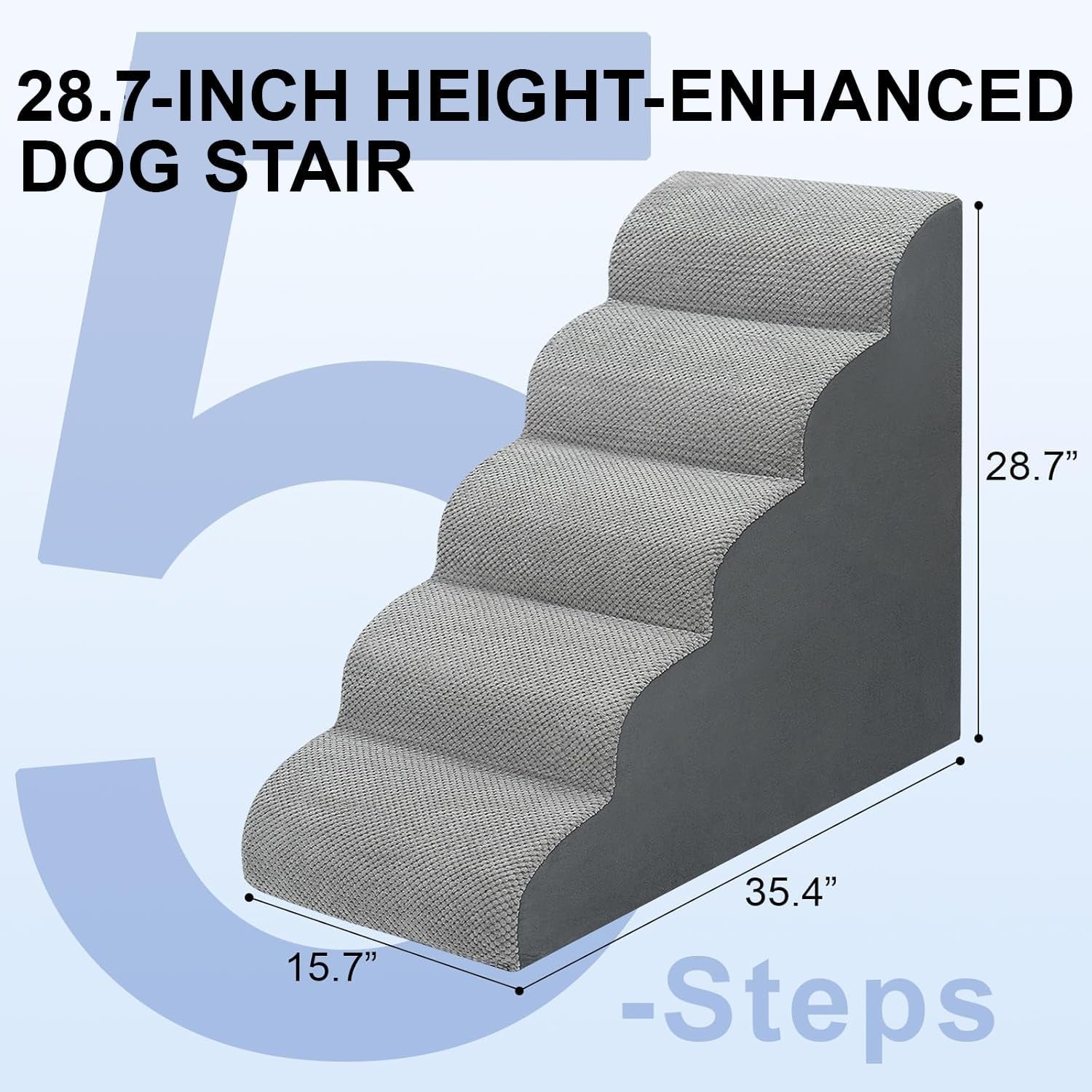 dog-stairs-for-bed-28-7-h-5-step-dog-ramp-non-slip-sturdy-pet-steps-for-small-dogs-cats-to-get-on-high-bed-or-couches-grey