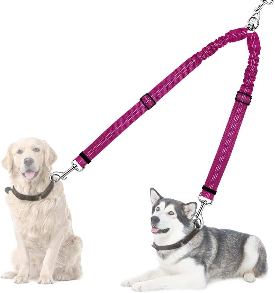 autowt-double-dog-leash-no-tangle-360-swivel-rotation-reflective-lead-attachment-adjustable-length-dual-two-dogs-lead-splitter-comfortable-shock-absorbing-walking-training-for-2-dogs