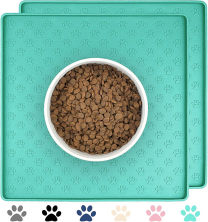 Ptlom Pet Placemat for Dog and Cat, Mat for Prevent Food and Water Overflow, Suitable for Small, Medium and Big Pet, 18" 12", Grey, Silicone41