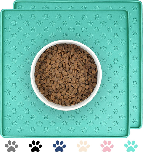 Ptlom Pet Placemat for Dog and Cat, Mat for Prevent Food and Water Overflow, Suitable for Small, Medium and Big Pet, 18" 12", Grey, Silicone41