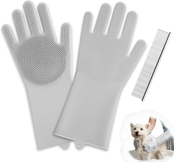 Silicone Pet Grooming Gloves Dog Washing Gloves for Bathing, 1 Pair Purple | 3000 Soft Silicone Bristles, 5-Finger Flexible, Gently Massages & Removes Fur, Non-Slip, Easy Clean, for Dogs/Cats/Horses9