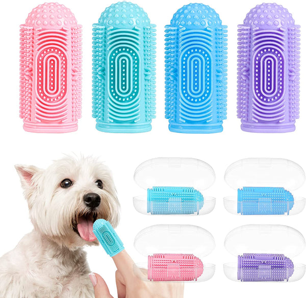 Dog Toothbrush 4 Pack Dog Tooth Brushing Kit Dogs Finger Toothbrush for Teeth Cleaning & Dental Care Cat Toothbrushs Doges Tooth Brush Puppy Toothbrushs Pet Toothbrushes Finger Brush1