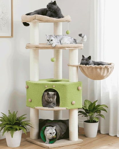 Small Cat Tree Tower for Indoor Cats, 40 in Medium Cat Bed Scratching Posts | Multi Level Compact Kitty Kitten Houses Climbing Trees Stands with 2 Condos Sisal Post Perch Platform Hammock Plush Toy Balls11