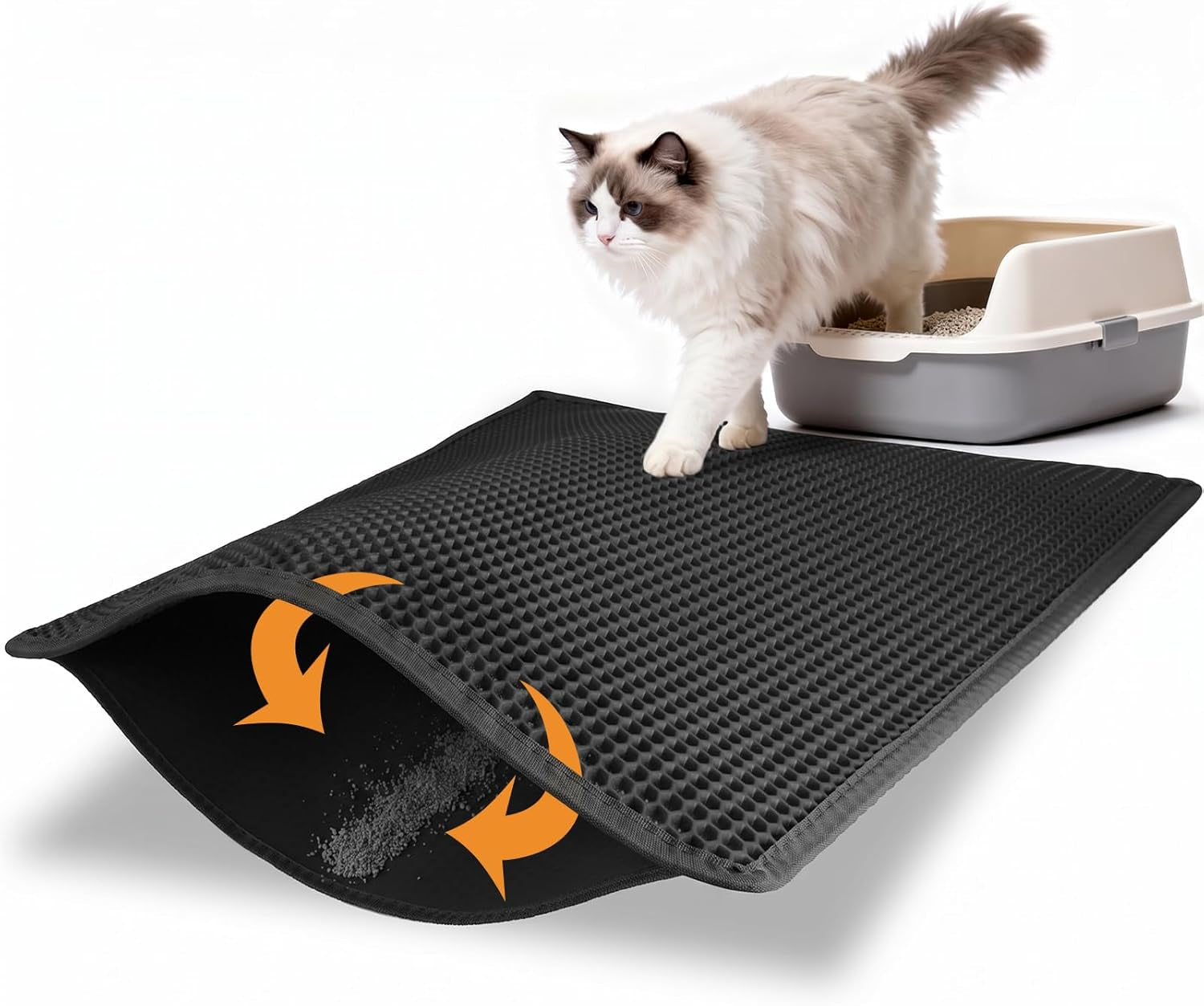 pieviev-cat-litter-mat-double-layer-waterproof-urine-proof-trapping-mat-1-pack-gray-24x15-inch-pack-of-1-honeycomb-design-catches-scattered-particles-to-stop-tracking-urineproof-base-protects-floors-easy-to-clean