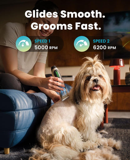 Oneisall Dog Grooming Clippers with LED Display for Dogs & Cats | Low Noise Quiet,2-Speed,Cordless Rechargeable,Fast Charge,Detachable,Waterproof,Battery Level Display, Model X2,Gold5
